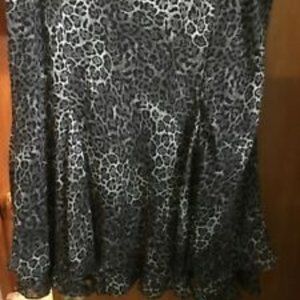 CHAPS BLACK LEOPARD RUFFLED LAYERED XL SKIRT